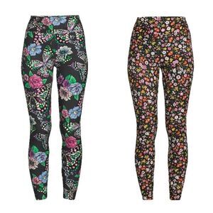 Women’s Junior’s Soft Printed Sueded Ankle Leggings Pants 2-Pack Size XL 15/17